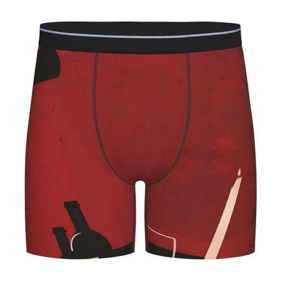Rateoe Minimalist Romantic Dinner Print Men’s Underwear Boxer Briefs Soft Comfortable Underwear Boxer Briefs, Long Leg Briefs,Anti-chafing Boxer Briefs