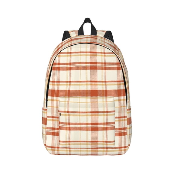 Rateoe Minimalist plaid Pattern Canvas College Laptop Backpack,Travel Daypack,Durable Rucksack Travel Notebook Bag School Backpack Book Bag for Men Women-Small