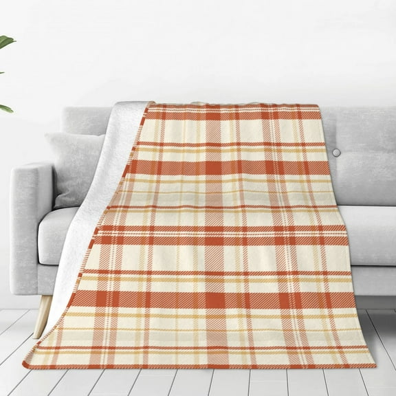 Rateoe Minimalist plaid Print Fuzzy Fleece Throw Blanket Extra Large,Super Soft,Fluffy and Warm Blankets for Couch,Bed,All Season Use (60"x50")