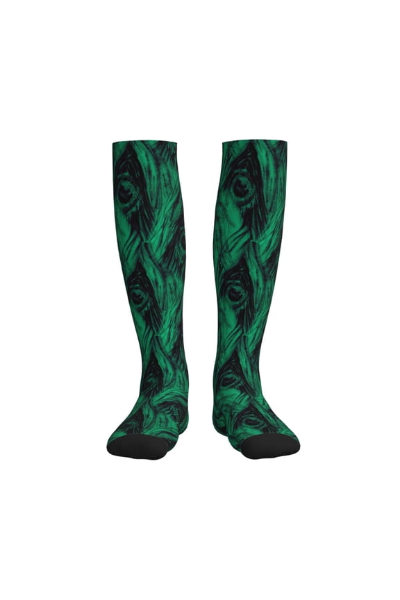 Mint Bird Feathers Compression Socks for Women and Men 20-30mmHg-Circulation Support Socks Knee High Nurse Pregnant Running Medical and Travel Athletic