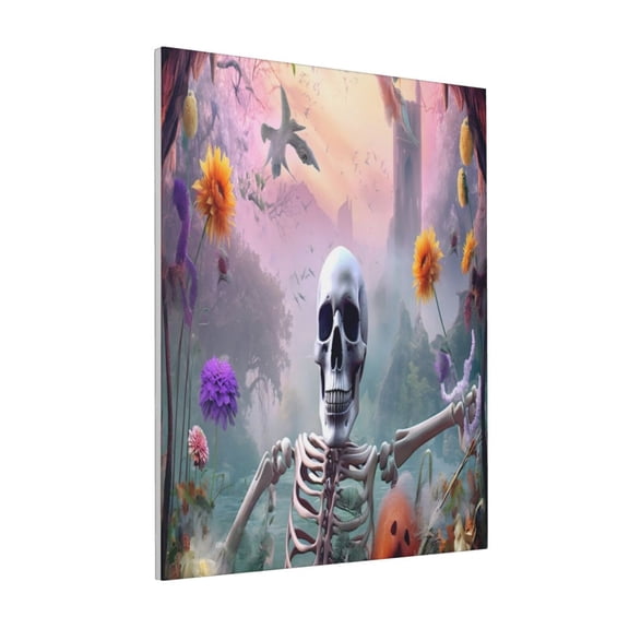 Rateoe Mist Sunflower Skull Pattern Decorative Picture – Unique Modern Wall Art, Ready-to-Hang Canvas Print for Home (Vertical)