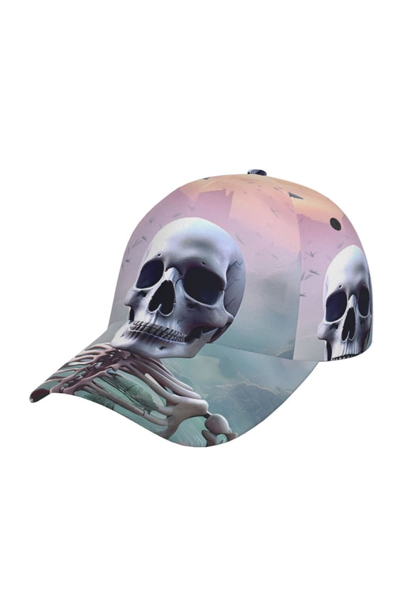 Mist Sunflower Skull Pattern Mens Baseball Cap Adjustable Curved Brim Hat, Soft Cotton Sports Cap for Outdoor, Casual, and Everyday Wear, Comfortable & Breathable
