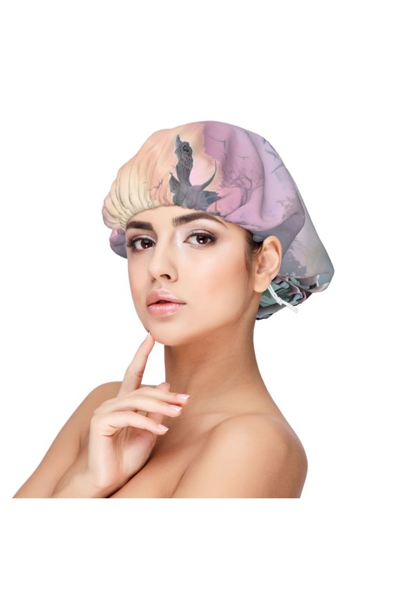 Mist Sunflower Skull Pattern Silk Satin Hair Bonnet for Sleeping, Adjustable Sleep Cap Turban for Women , Curly Straight Hair Long Large Braid
