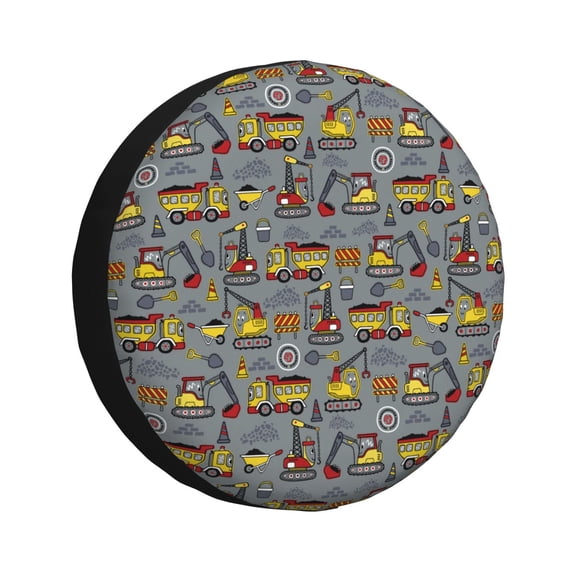 Rateoe Modern Excavator Pattern Tire Cover Wheel Protectors Weatherproof Wheel Covers Universal Fit for Trailer Rv SUV Truck Camper Travel Trailers Accessories-14 inch