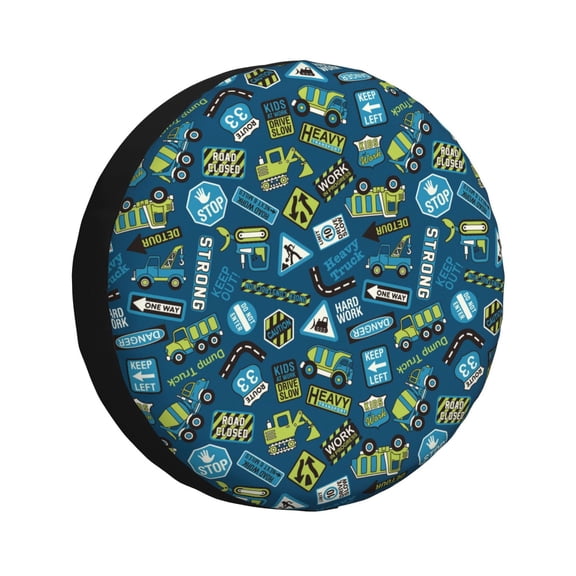 Rateoe Modern Excavator Pattern Tire Cover Wheel Protectors Weatherproof Wheel Covers Universal Fit for Trailer Rv SUV Truck Camper Travel Trailers Accessories-14 inch