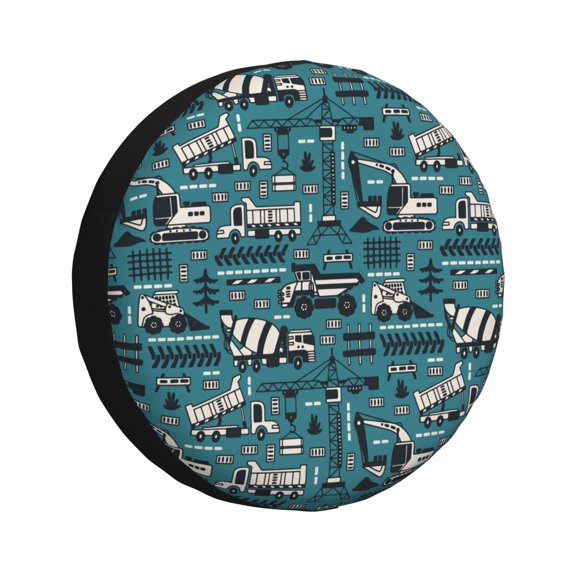 Rateoe Modern Excavator Pattern Tire Cover Wheel Protectors Weatherproof Wheel Covers Universal Fit for Trailer Rv SUV Truck Camper Travel Trailers Accessories-17 inch
