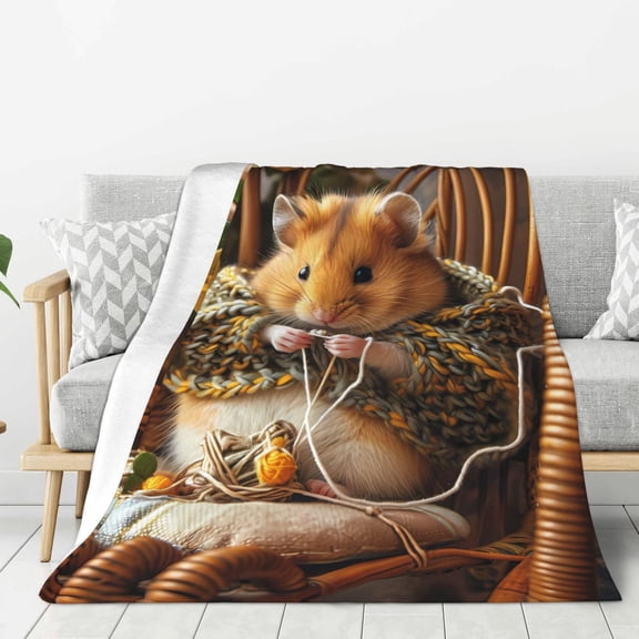 Rateoe Modern Floral Guinea Pig Pattern Flannel Throw Blanket, Ultra-soft Blanket for Bed, Couch, Car, Hypoallergenic Anti-pilling blanket-40"x30"(Vertical)