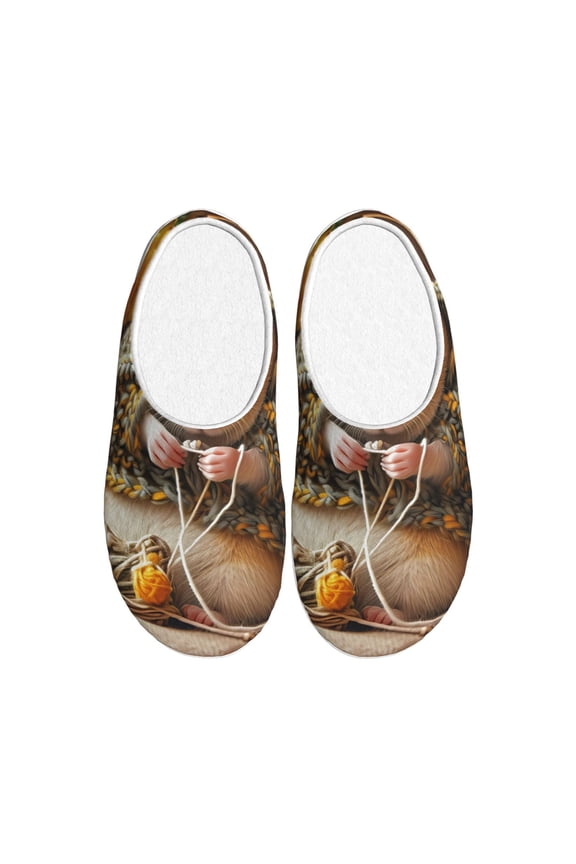 Modern Floral Guinea Pig Print Women's Men's Cotton Knit Slippers Lightweight Memory Foam Indoor House Shoes with Anti-Skid Sole-39/40