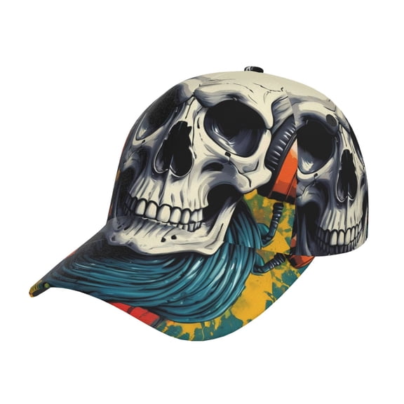 Rateoe Modern Hip-Hop Skull Pattern Men’s Baseball Cap – Adjustable Curved Brim Hat, Soft Cotton Sports Cap for Outdoor, Casual, and Everyday Wear, Comfortable & Breathable