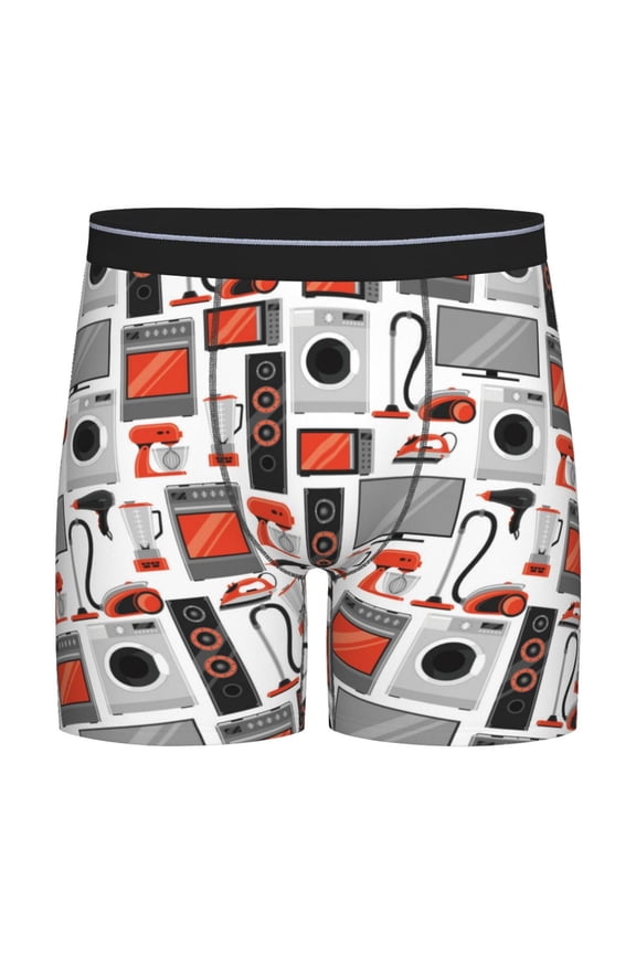 Modern Life Print Men’s Underwear Boxer Briefs Soft Comfortable Underwear Boxer Briefs, Long Leg Briefs,Anti-chafing Boxer Briefs