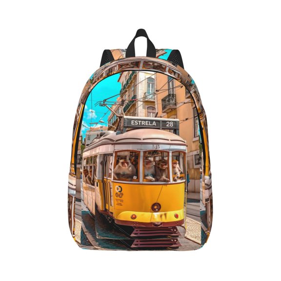 Rateoe Modern Urban Monkey Pattern Canvas College Laptop Backpack,Travel Daypack,Durable Rucksack Travel Notebook Bag School Backpack Book Bag for Men Women-Small