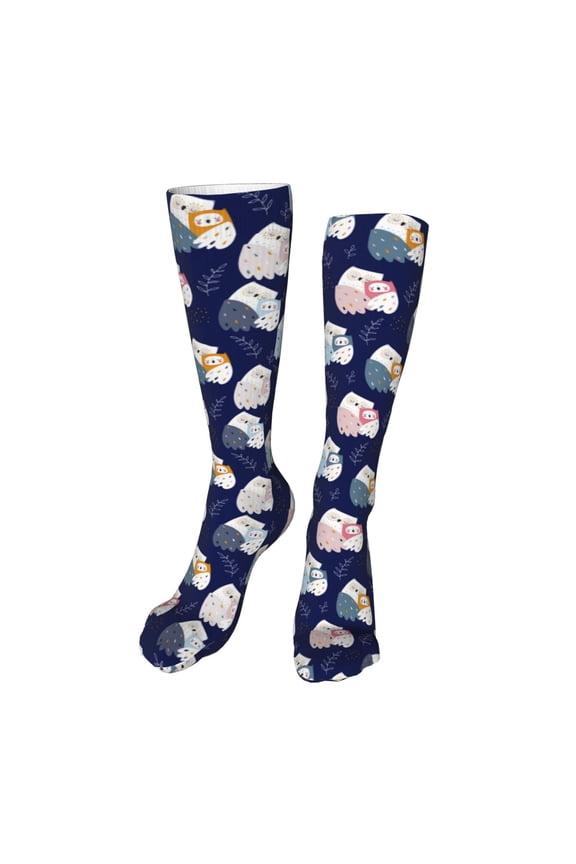 Mom And Baby Owls print Women's Men's Novelty 20in Crew Socks Cotton Socks Knee High Socks for Walking,Running,Nurses,Pregnancy-One Size