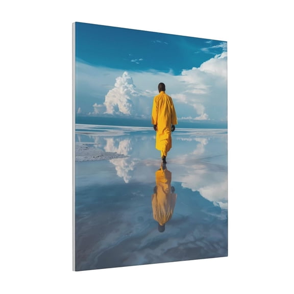 Rateoe Monk Walking On Water Pattern Decorative Picture – Unique Modern Wall Art, Ready-to-Hang Canvas Print for Home (Vertical)