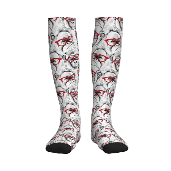 Rateoe Monkey Compression Socks for Women and Men 20-30mmHg-Circulation Support Socks Knee High Nurse Pregnant Running Medical and Travel Athletic
