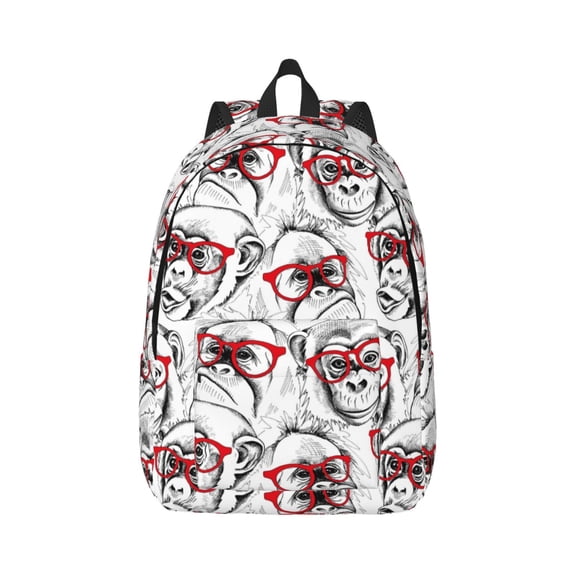 Rateoe Monkey Pattern Canvas College Laptop Backpack,Travel Daypack,Durable Rucksack Travel Notebook Bag School Backpack Book Bag for Men Women-Medium