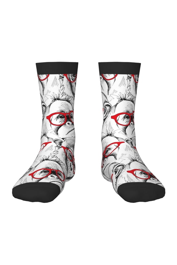 Monkey Pattern Children's Socks, Socks Gifts ,kids Crew Soft Cotton Socks , Moisture-Wicking, Durable, Ideal for Daily Wear & Sports