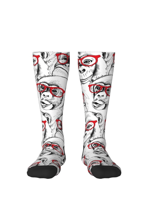 Monkey Pattern Women’s Knee High Crew Socks,Trouser Socks Comfortable, Breathable, Moisture-Wicking and Soft