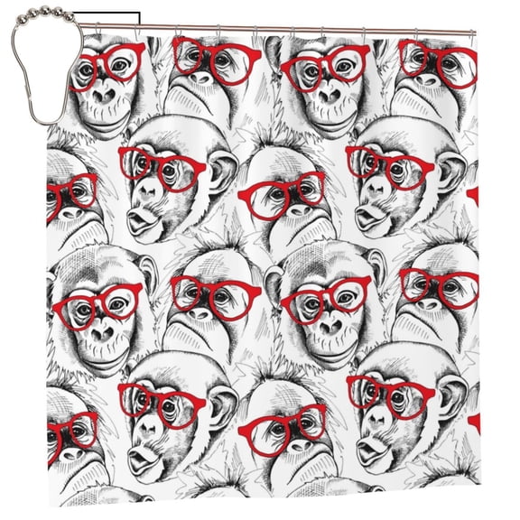 Rateoe Monkey Shower Curtain - Fancy Bathroom Shower Curtain Sets - Waterproof Shower Curtain with Hooks with 12 Plastic Hooks 72x72 Inches