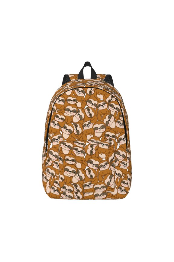 Monkey Sloth Pattern Canvas College Laptop Backpack,Travel Daypack,Durable Rucksack Travel Notebook Bag School Backpack Book Bag for Men Women-Medium