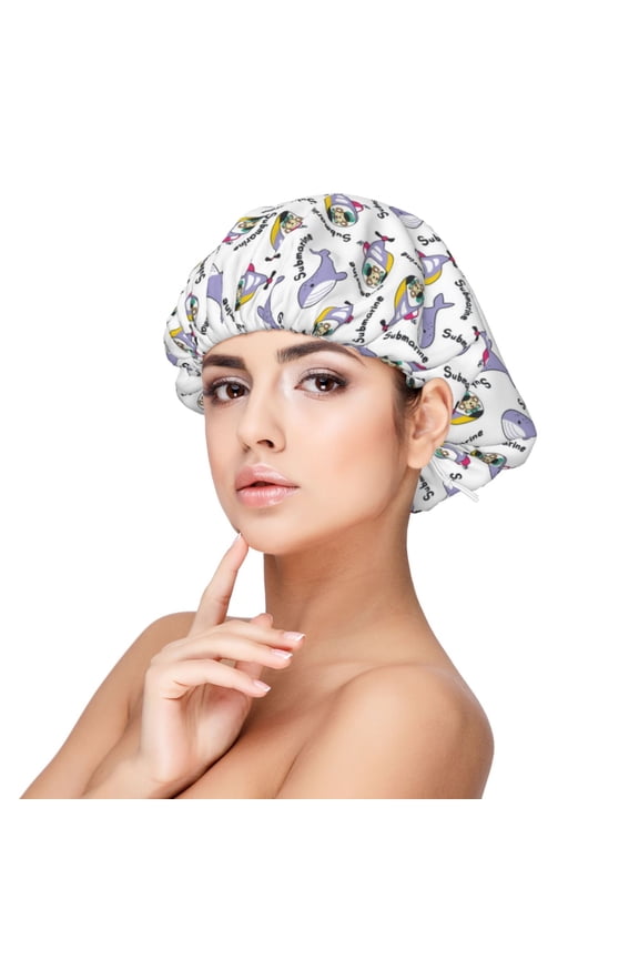 Monkey Submarine Captain Pattern Silk Satin Hair Bonnet for Sleeping, Adjustable Sleep Cap Turban for Women , Curly Straight Hair Long Large Braid