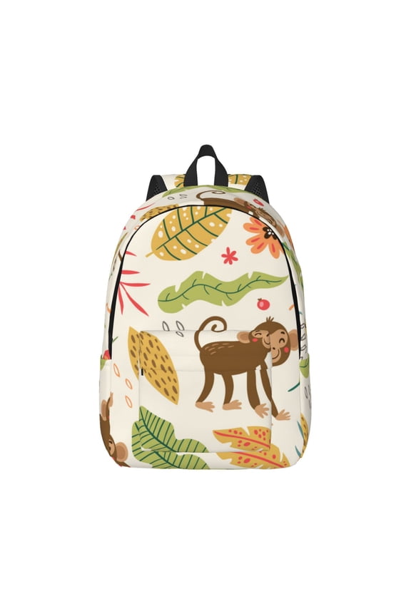 Monkeys in the Jungle Pattern Canvas College Laptop Backpack,Travel Daypack,Durable Rucksack Travel Notebook Bag School Backpack Book Bag for Men Women-Small