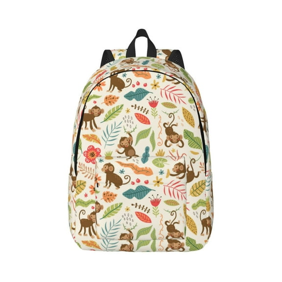 Rateoe Monkeys in the Jungle Pattern Canvas College Laptop Backpack,Travel Daypack,Durable Rucksack Travel Notebook Bag School Backpack Book Bag for Men Women-Small