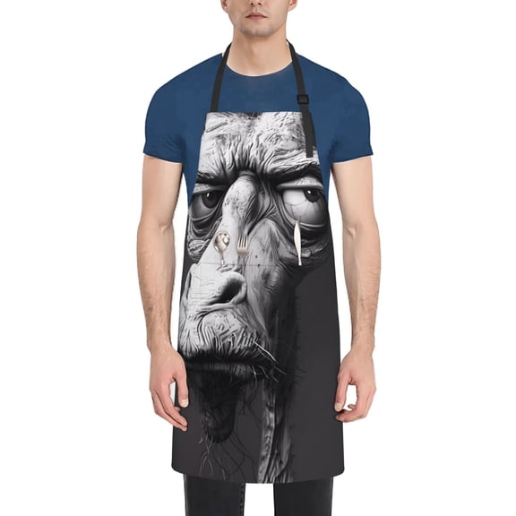 Rateoe Monochrome Giraffe Expression Aprons with Pocket,Men Womens Aprons Waterproof Adjustable Cooking Aprons for Kitchen Gardening and Salon