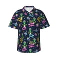 thumbnail image 1 of Rateoe Monster Pizza Pattern Men’s Hawaiian Shirt – Short Sleeve Button-Down Tropical Beach Shirt, Lightweight & Breathable Casual Aloha Shirt with Pocket,XX-Large, 1 of 7
