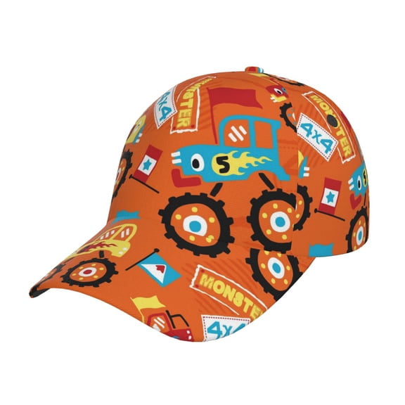 Rateoe Monster Truck Pattern Men’s Baseball Cap – Adjustable Curved Brim Hat, Soft Cotton Sports Cap for Outdoor, Casual, and Everyday Wear, Comfortable & Breathable