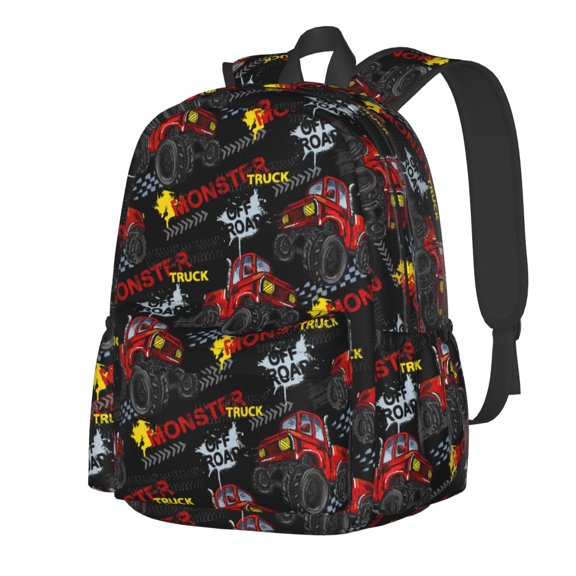Rateoe Monster Truck Pattern Student Backpack,Backpack for School,Lightweight Bag,Travel Backpack,Outdoor Backpack,Large Capacity Backpack