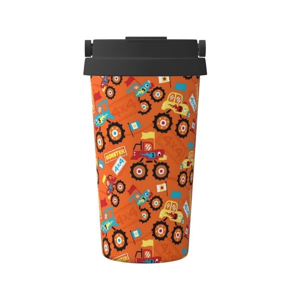 Rateoe Monster Truck,Truck Cartoon Pattern Travel Coffee Mug Tumbler with Flip Lid | Reusable Insulated Stainless Steel Cold Brew Iced Coffee Cup Thermos