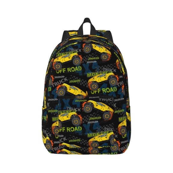 Rateoe Monster Truck1 Pattern Canvas College Laptop Backpack,Travel Daypack,Durable Rucksack Travel Notebook Bag School Backpack Book Bag for Men Women-Medium