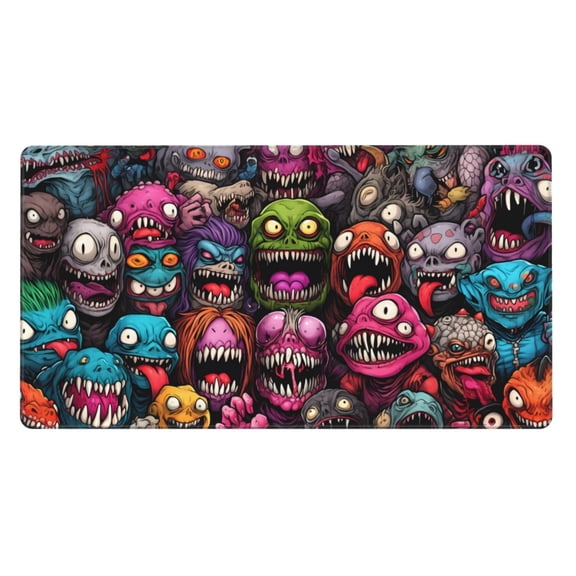 Rateoe Monstrous Cartoon Characters Print Mouse Pad - Extended Large Gaming Mousepad,Non-Slip Stitched Edge,16x29.5 Inch