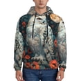 thumbnail image 1 of Rateoe Moon Flower White Owl Pattern Mens Hoodie, Pullover Hooded Sweatshirt, Kangaroo Pocket Hoodie Ideal for Daily Wear, Travel and Home-X-Large, 1 of 7
