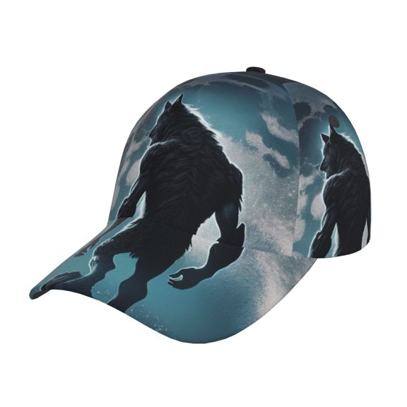 Rateoe Moon Wolf Warrior Pattern Baseball Cap Outdoor Cap Mountain Dad Hat - Unstructured Soft Cotton Cap-Adjustable UV Protection Cap