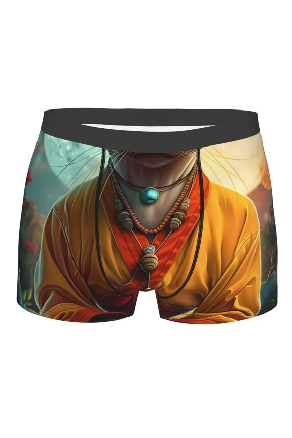 Moonlit Hairless Cat Monk Mens Boxer Briefs Poly Spandex Performance Boxer Briefs Underwear Hem Boxer Briefs - Large
