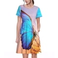 thumbnail image 1 of Rateoe Morpho butterfly and dandelion Pattern Women’s Short Sleeve Dress – Casual Elegant Summer A-Line Dress for Everyday Wear, 1 of 6