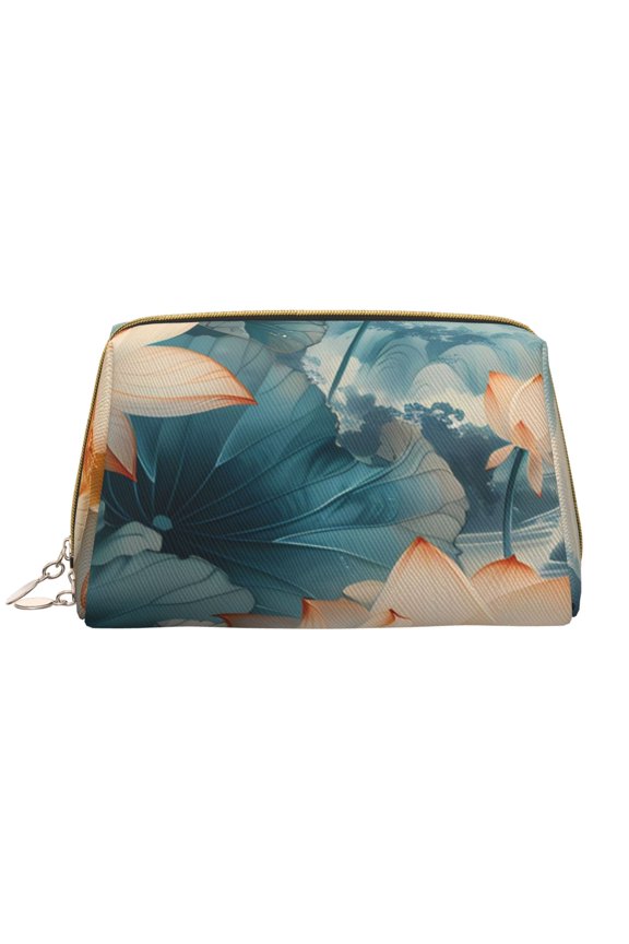 Mountain Lotus Serenity for Travel Makeup Bag,Large Capacity Cosmetic Bags for Women,Waterproof Portable Pouch Open Flat Toiletry Bag Make up Organizer