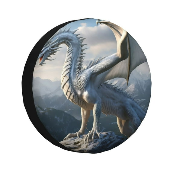 Rateoe Mountain White Dragon Pattern Tire Cover Wheel Protectors Weatherproof Wheel Covers Universal Fit for Trailer Rv SUV Truck Camper Travel Trailers Accessories-15 inch
