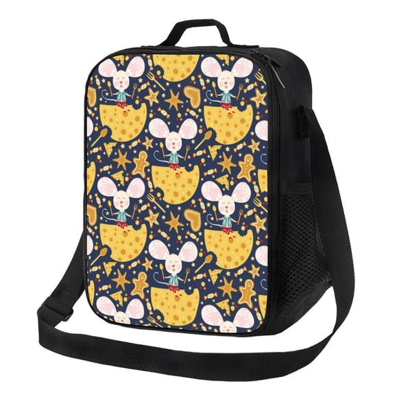 Rateoe Mouse Cheese Lunch Bag Reusable Lunch Box with Shoulder Straps for Men Women Insulated Portable Lunchbox for adults Suitable for School Work Picnic
