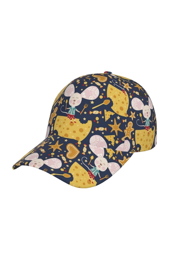 Mouse Cheese Pattern Baseball Cap Outdoor Cap Mountain Dad Hat - Unstructured Soft Cotton Cap-Adjustable UV Protection Cap
