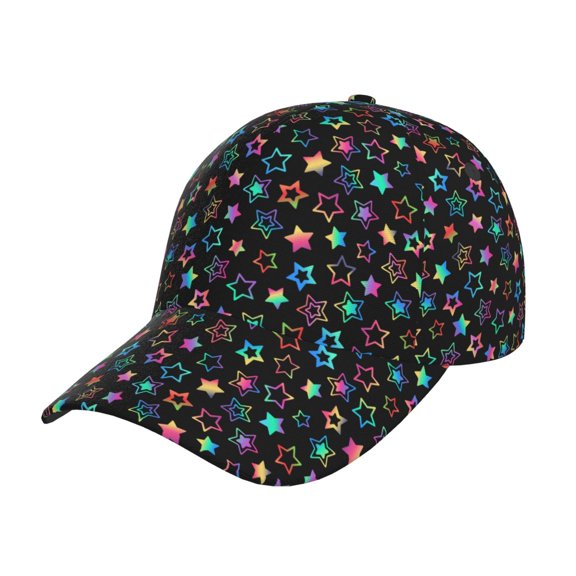 Rateoe Multi-Colored Stars Pattern Men’s Baseball Cap – Adjustable Curved Brim Hat, Soft Cotton Sports Cap for Outdoor, Casual, and Everyday Wear, Comfortable & Breathable