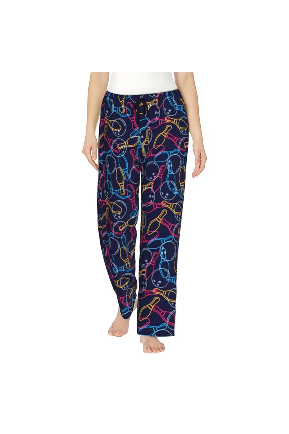 Multicolor Bowling Pattern Women’s Ultra-Soft Comfy Pajama Lounge Pants Sleepwear,Comfortable Lounge Wear,lightweight Pajamas, Casual Home Wear-Small