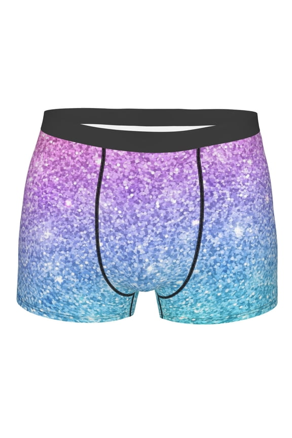 Multicolor Glitter Mens Boxer Briefs Poly Spandex Performance Boxer Briefs Underwear Hem Boxer Briefs - Large