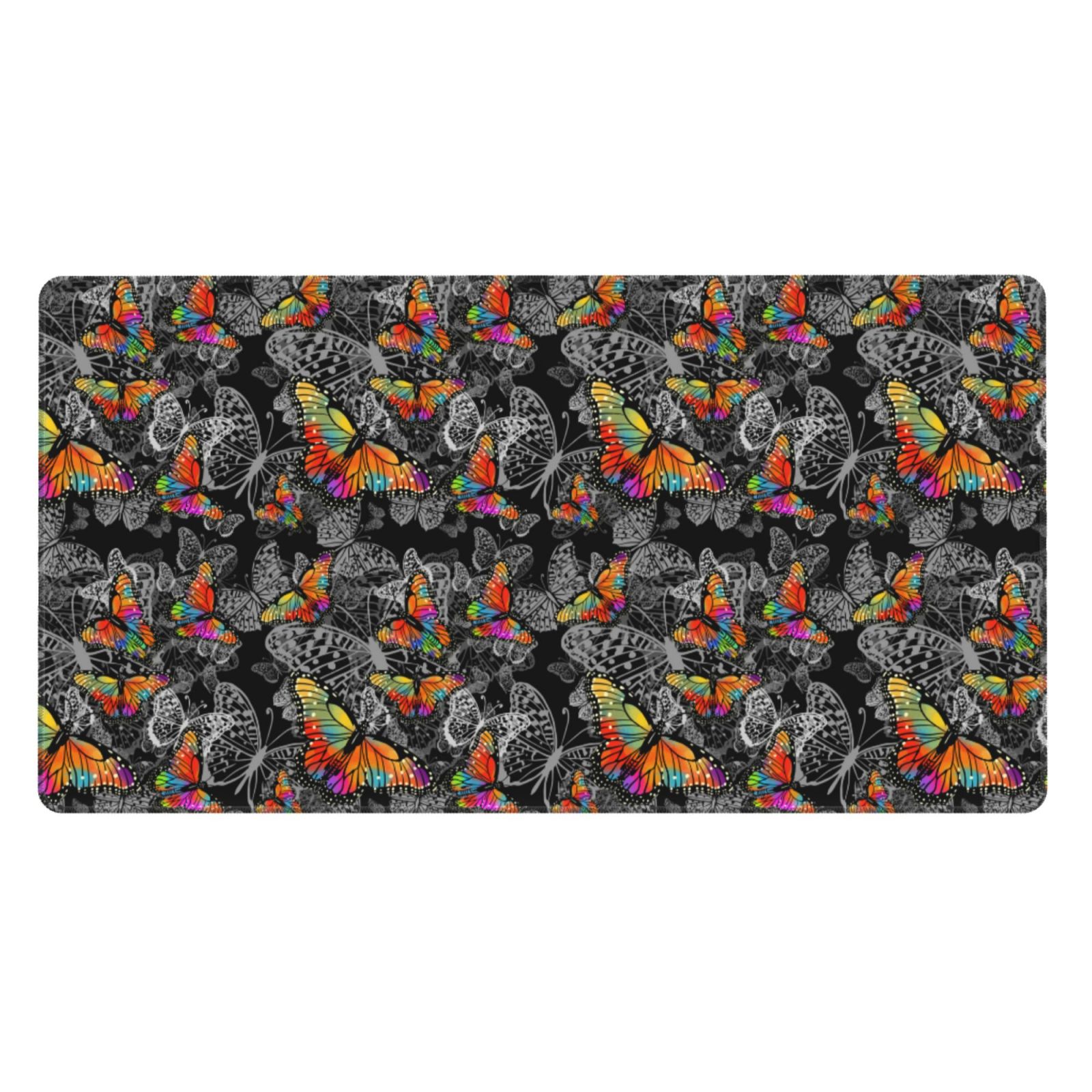 Rateoe Multicolored Butterflies C Print Mouse Pad - Extended Large Gaming Mousepad,Non-Slip Stitched Edge,16x29.5 Inch