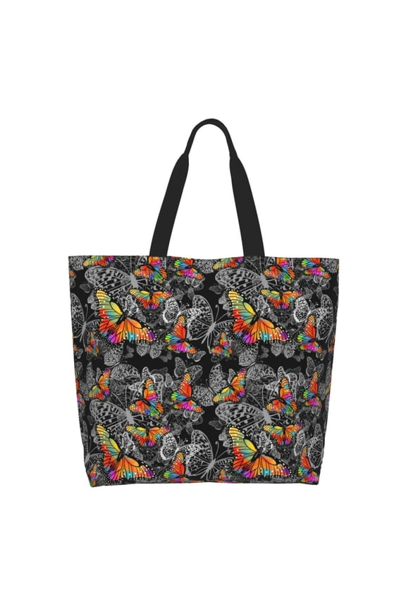 Multicolored Butterflies C Tote Bag - Waterproof Lightweight Handbags Travel Shoulder Bag for Hiking Yoga Gym Swimming Travel Beach