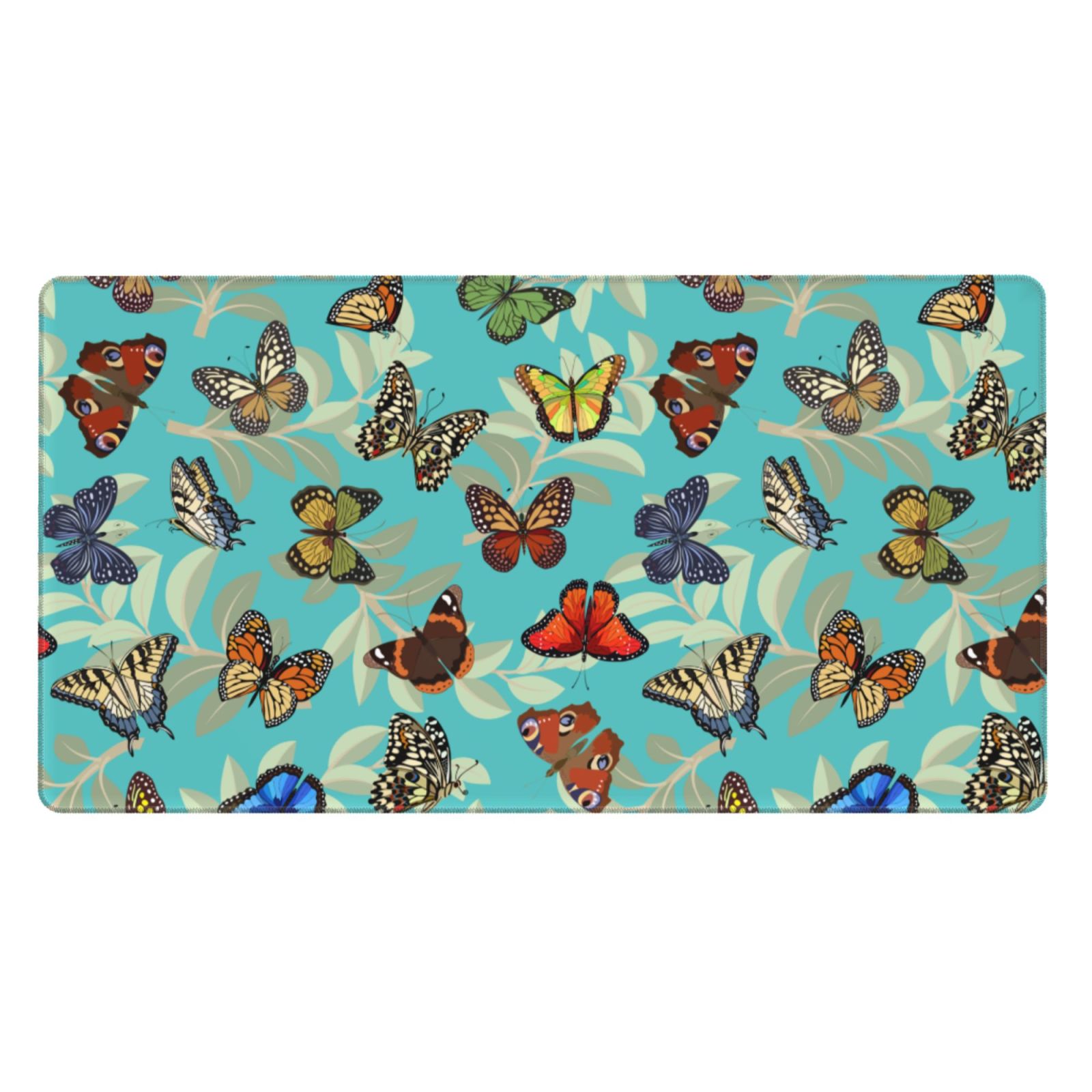 Rateoe Multicolored Butterflies Print Mouse Pad - Extended Large Gaming Mousepad,Non-Slip Stitched Edge,16x29.5 Inch