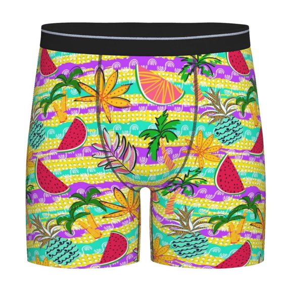 Rateoe Multicolored Tropical Print Men’s Underwear Boxer Briefs Soft Comfortable Underwear Boxer Briefs, Long Leg Briefs,Anti-chafing Boxer Briefs