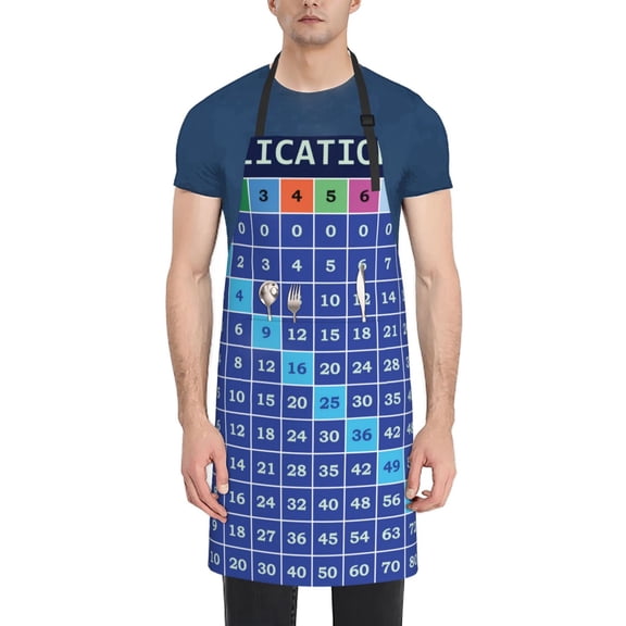 Rateoe Multiplication Table Aprons with Pocket,Men Womens Aprons Waterproof Adjustable Cooking Aprons for Kitchen Gardening and Salon