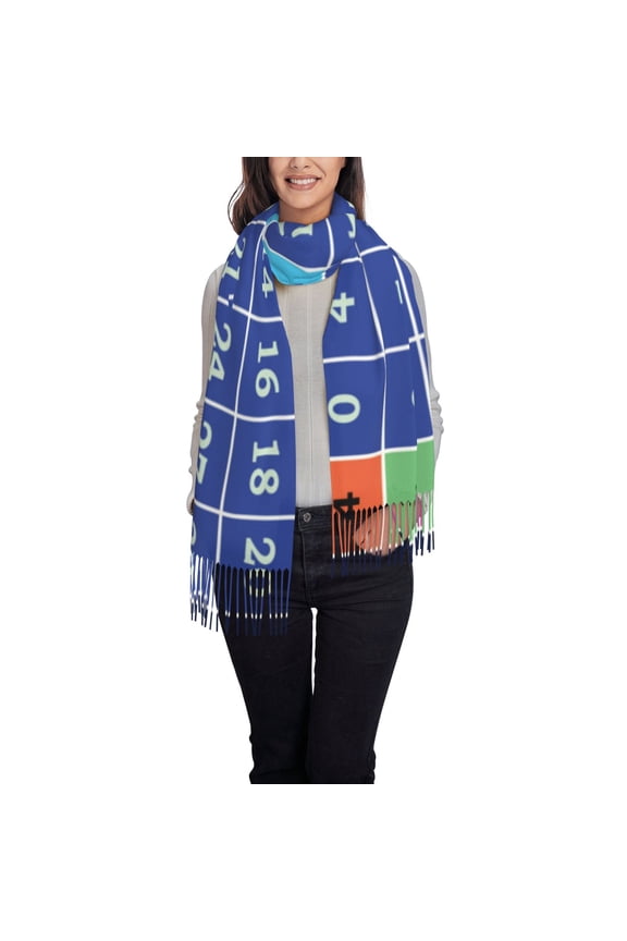Multiplication Table Women's Traditional Scarf Wrap Tassel Shawl Fringes Neck Head Shawl Retro Scarf